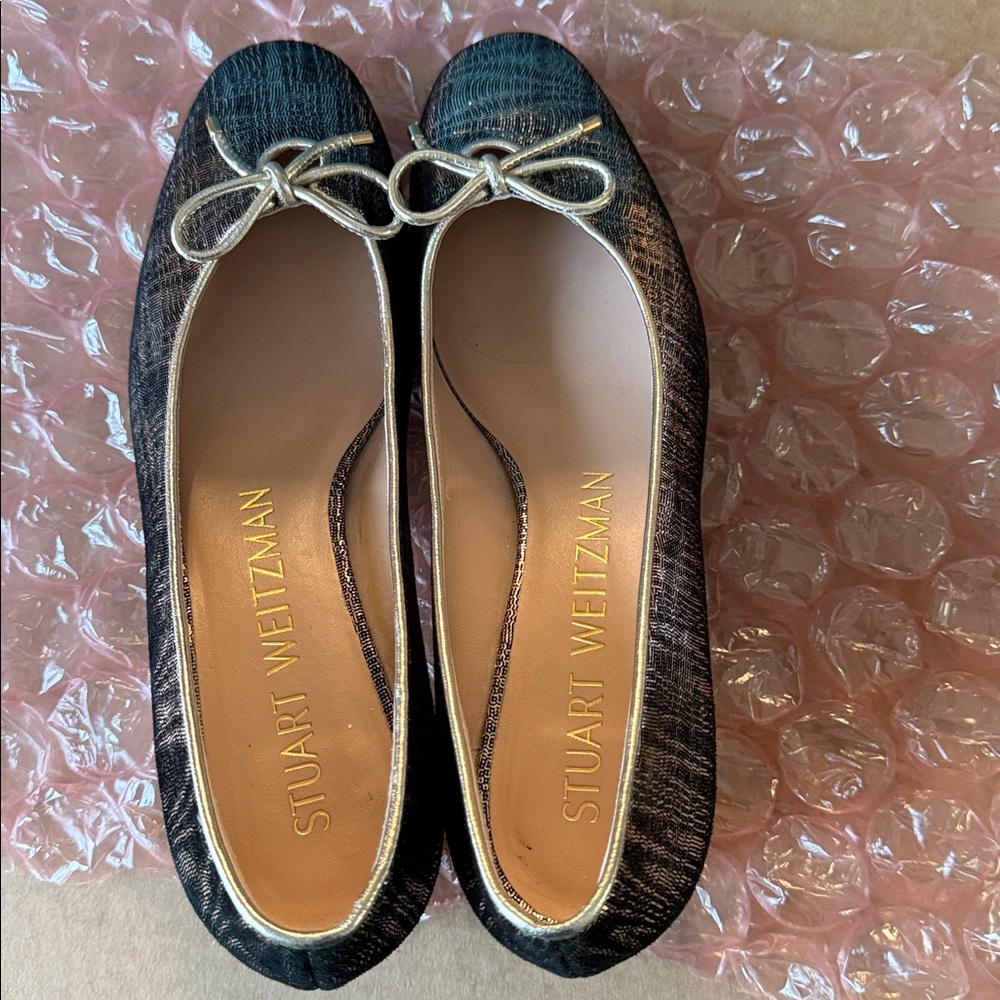 Stuart Weitzman Metallic Bronze Shoes with a Bow - Picture 7 of 16